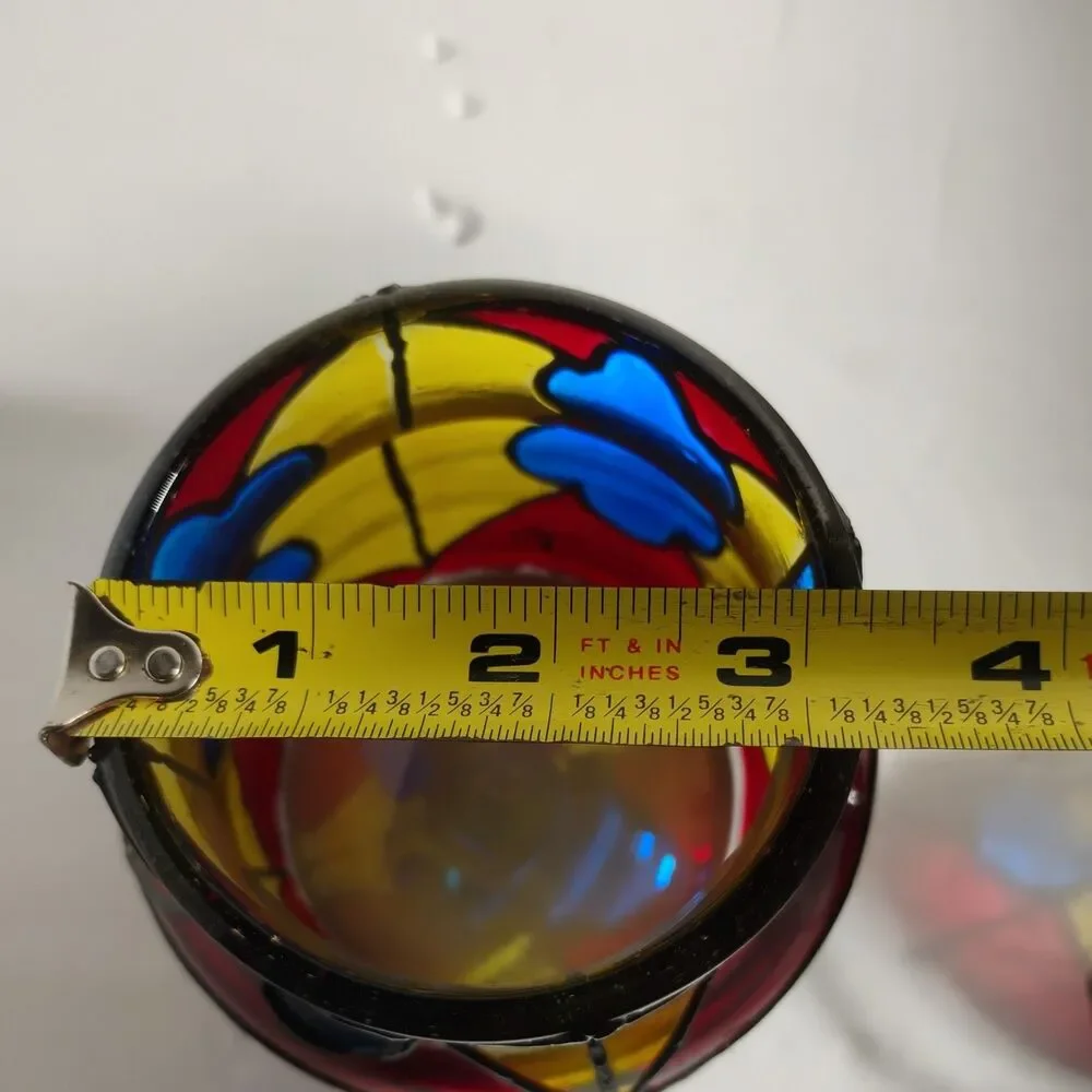 Vintage Vidrio  Stained Glass Lidded Jar, 8
